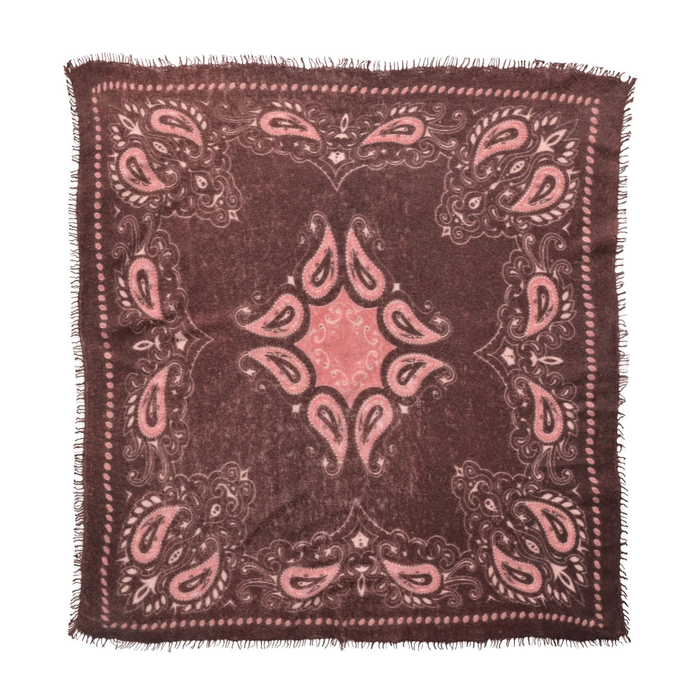 Großes Kaschmir-Tuch 100 x 100 cm mit klassischem Paisley-Print in Braun