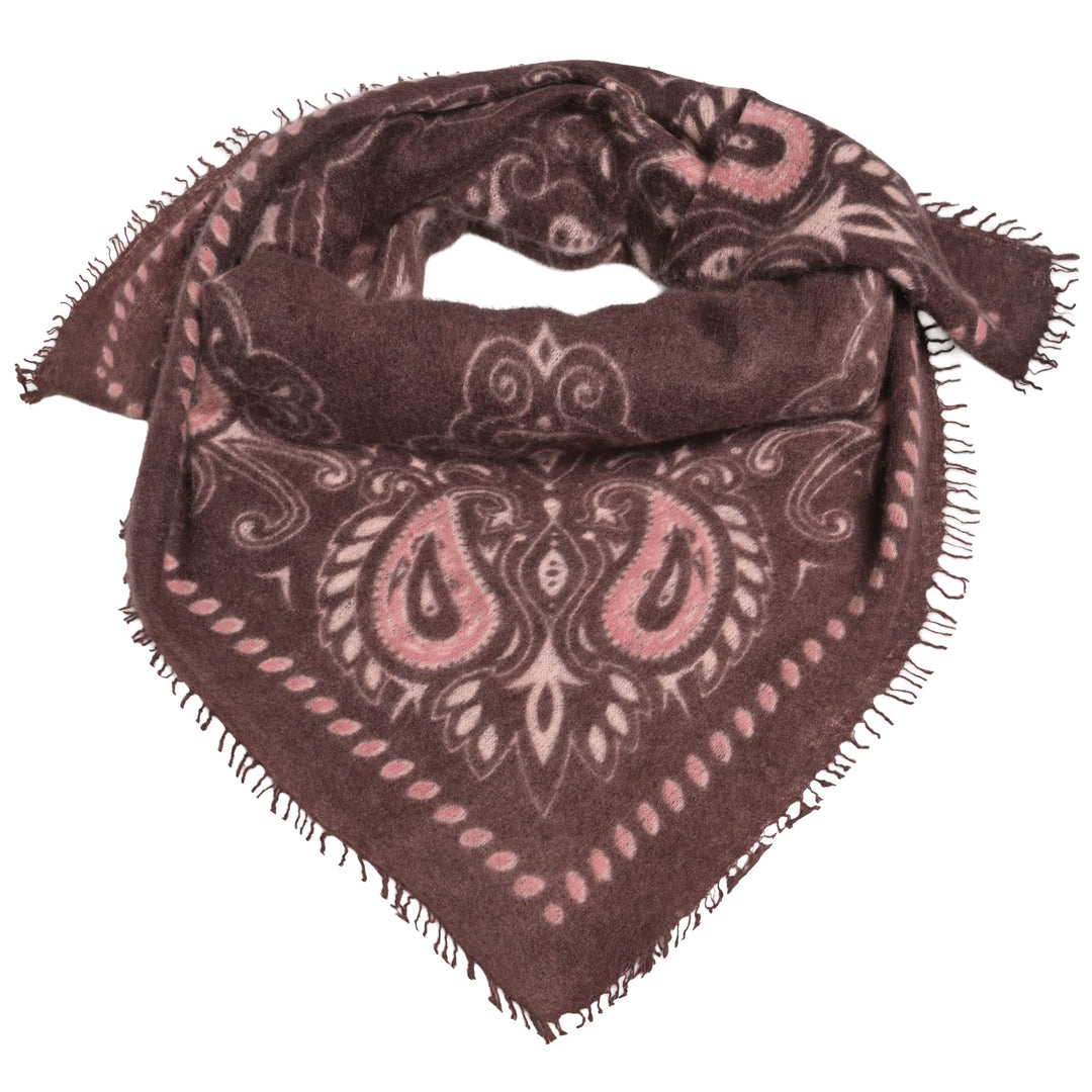 Quadratisches Bandana aus feinem Kaschmir mit Paisleydruck, handmade in Nepal.