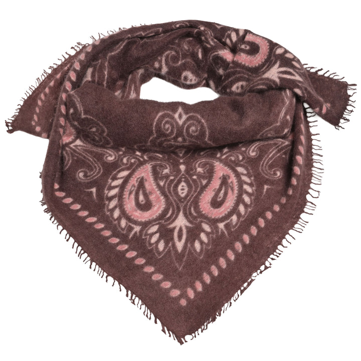Quadratisches Bandana aus feinem Kaschmir mit Paisleydruck, handmade in Nepal.