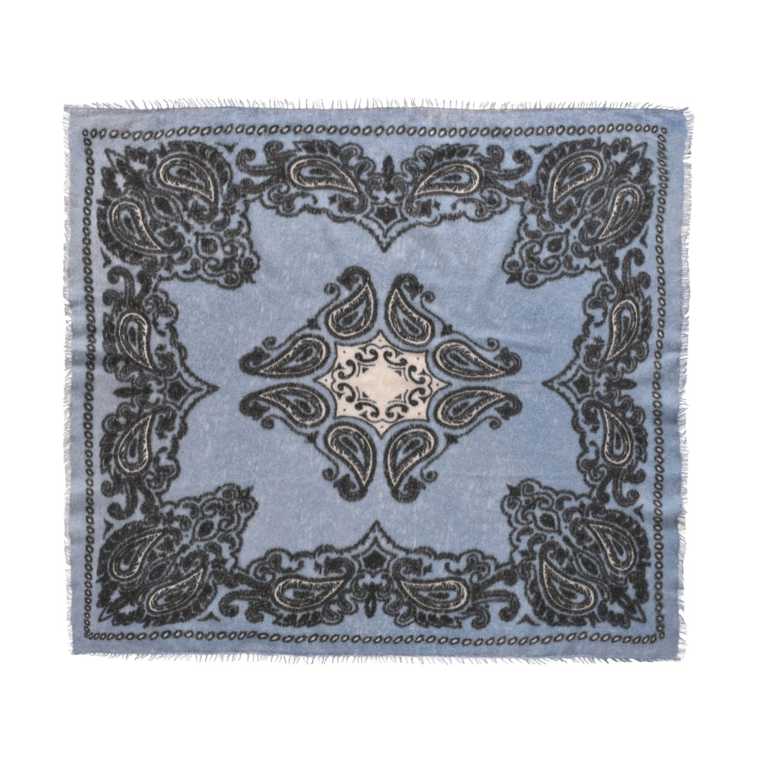 Elegantes Kaschmir-Bandana mit Paisley-Muster mit flauschiger Light-Cashmere-Struktur.