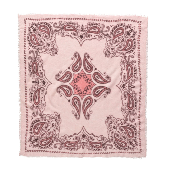 Vielseitig tragbares Kaschmirtuch mit Paisley-Muster in Hellrosa für Schal, Halstuch oder Stola.