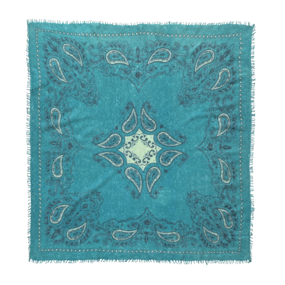 Großes Kaschmir-Tuch 100 x 100 cm mit klassischem Paisley-Print in der Farbe Opal