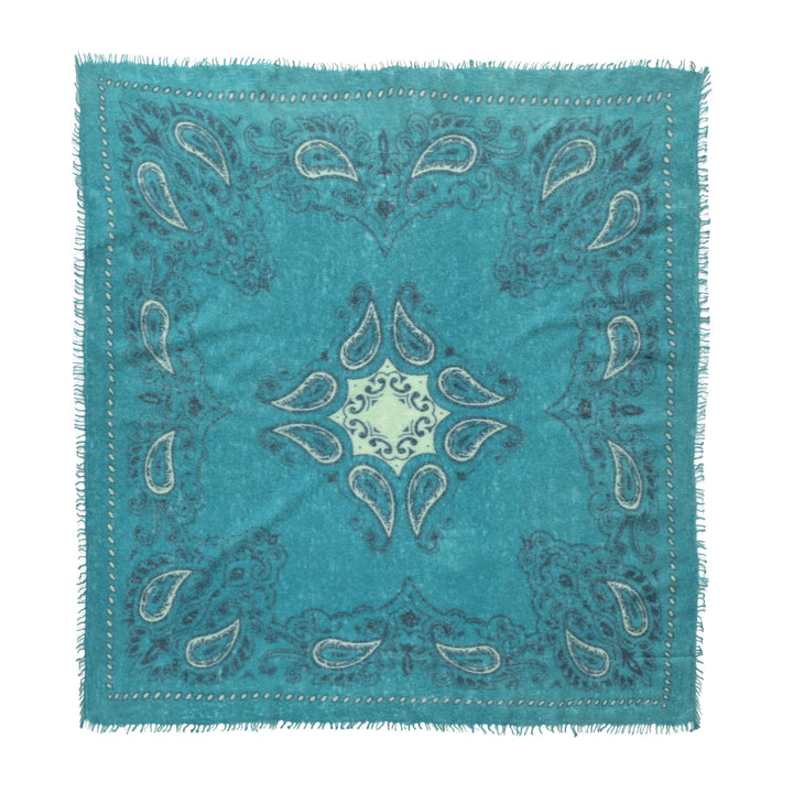 Großes Kaschmir-Tuch 100 x 100 cm mit klassischem Paisley-Print in der Farbe Opal