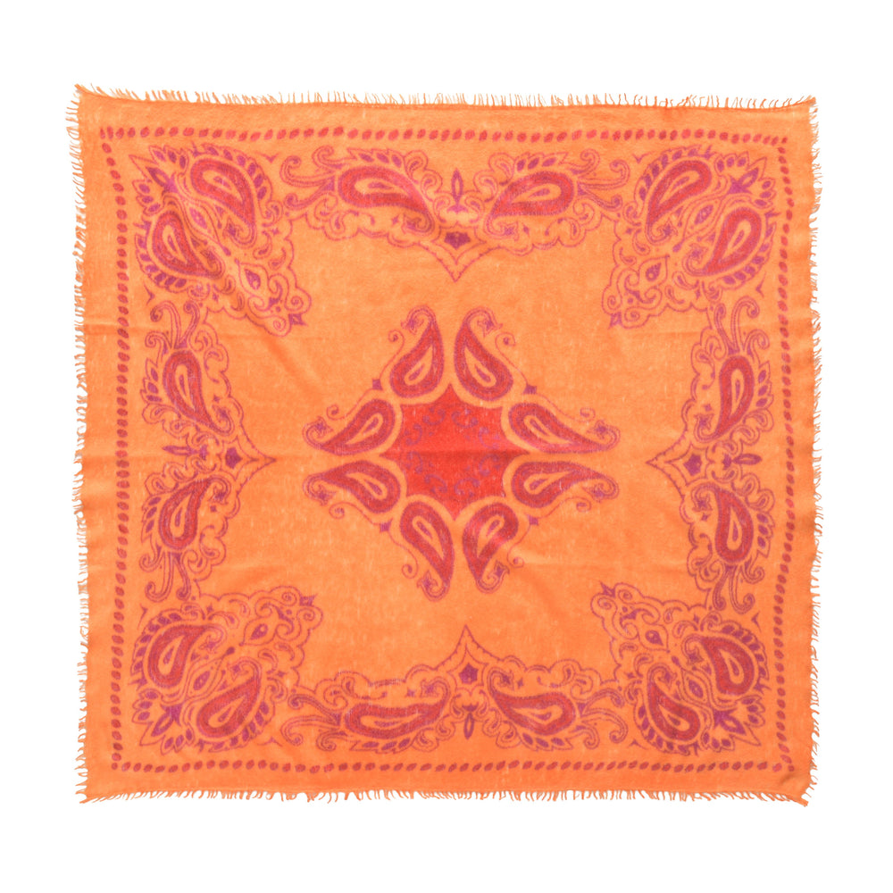 Edles Banadna aus 100% reinem kaschmir in Orange mit klassischem Paisley-Muster