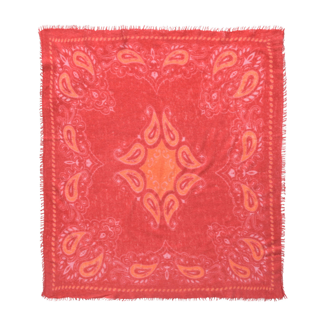 Quadratisches Bandana aus feinem Kaschmir mit Paisleydruck, handmade in Nepal.