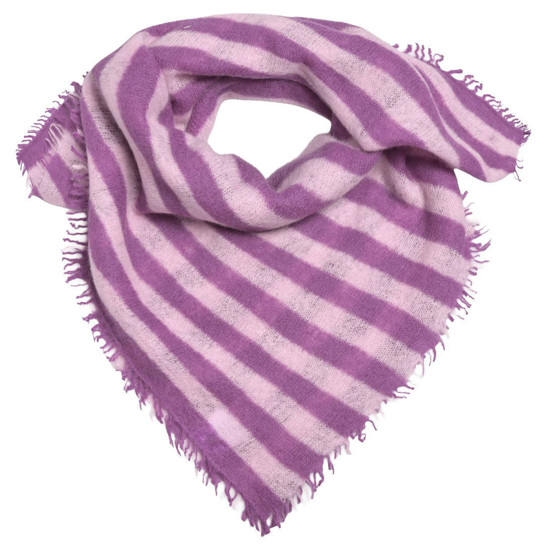 Quaratisches Kaschmir-Bandana mit Streifen und kleinen Fransen aus 100% Light Cashmere in Kronjuwel