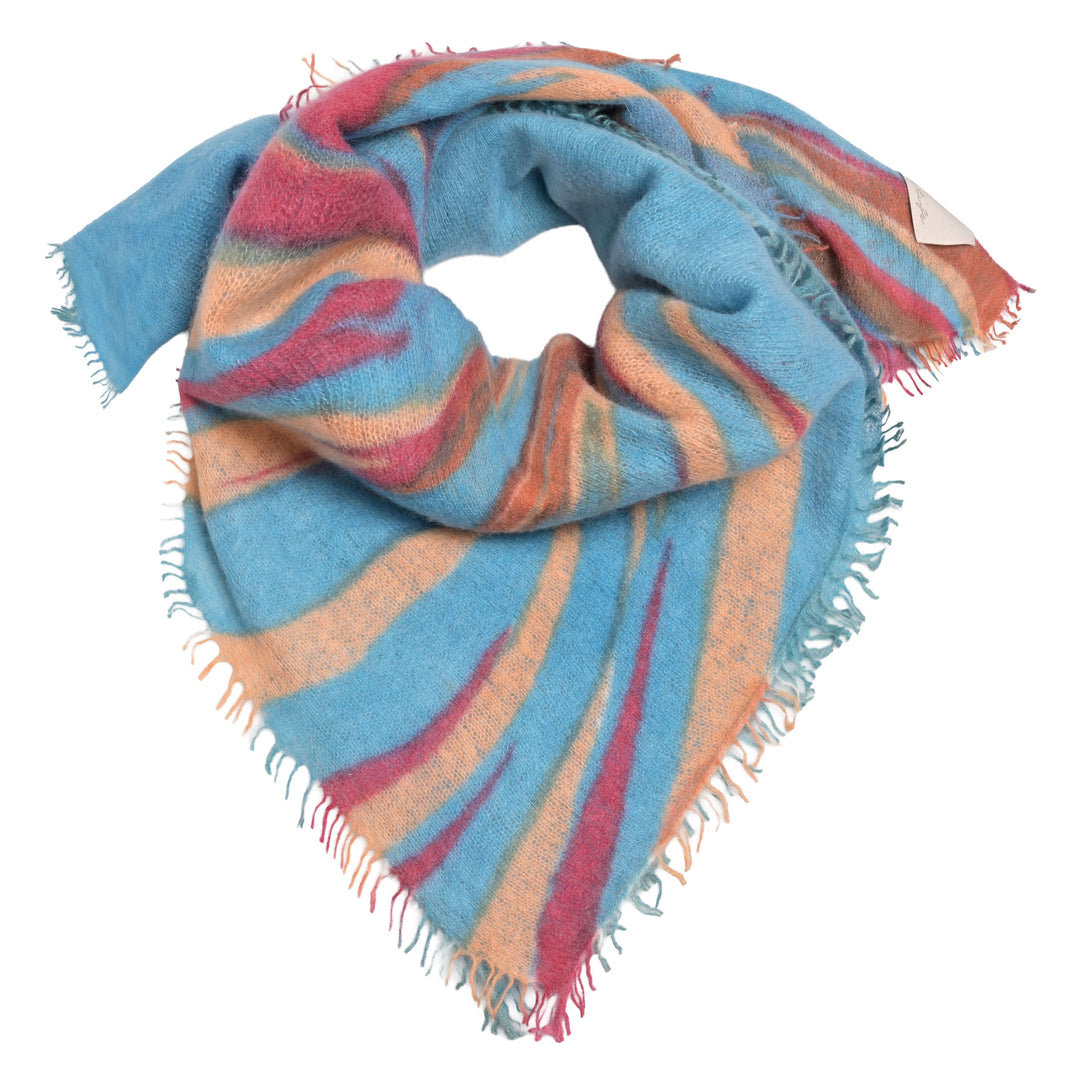 Kaschmir Tuch mit Tiger-Motiv aus 100 Prozent reinem Kaschmir , als Halstuch gebunden