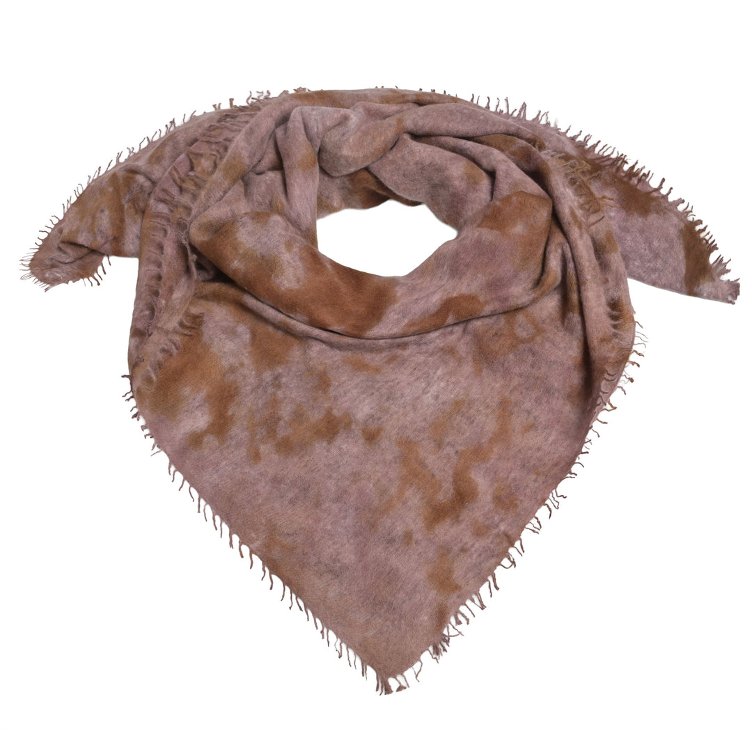 Quadratisches und großes Kaschmirtuck mit Batik-Muster in der Farbe Braun