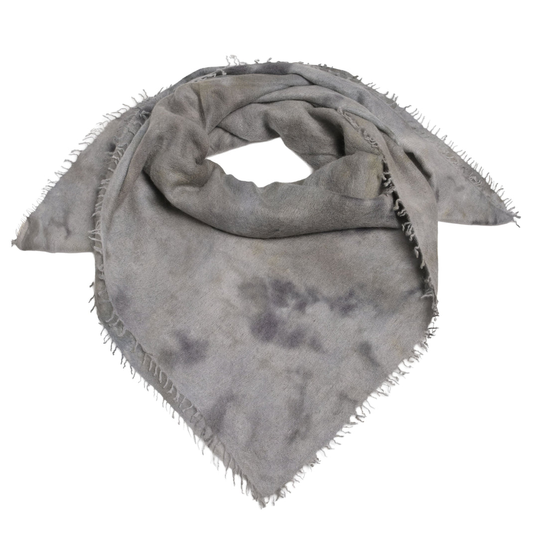 Quadratisches Kaschmirtuch 120 x 120 cm mit Batik-Optik in der Farbe Grau