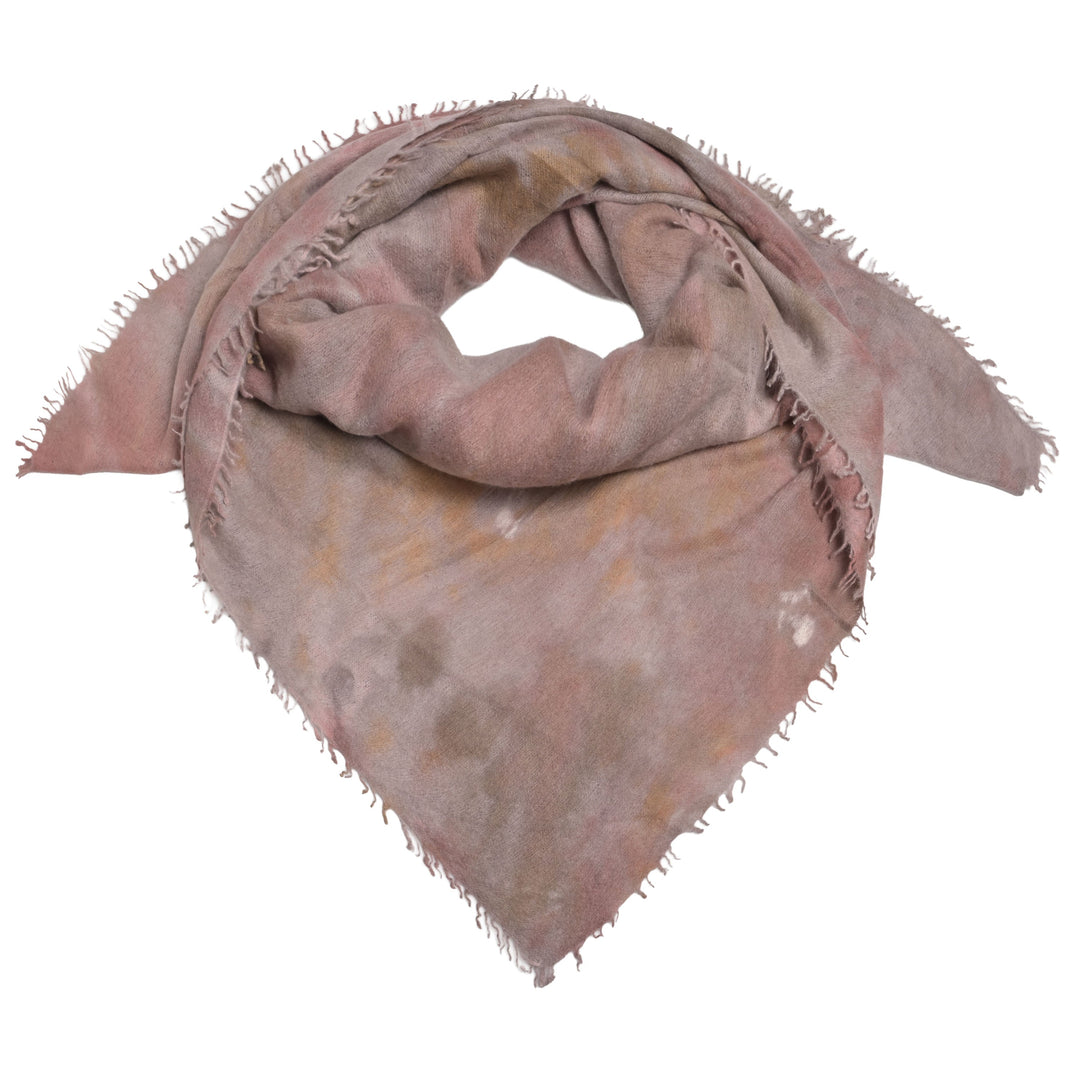 Quadratisches Kaschmirtuch 120 x 120 cm mit Batik-Muster in Rosa