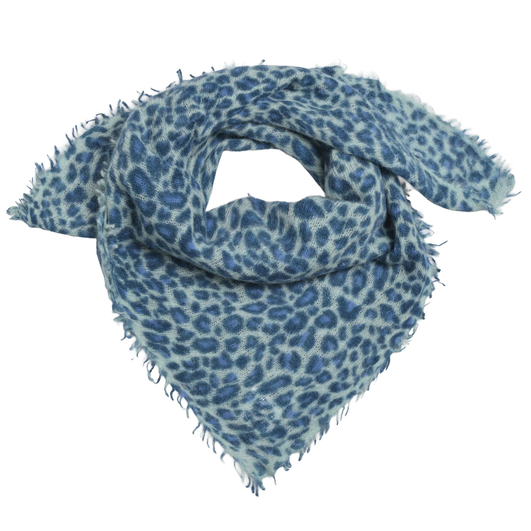 Quadratisches Cashmere Tuch 120 x 120 cm für Damen aus 100 % reinem Kaschmir mit Leopraden-Muster in der Farbe Mint Sorbet, Produktfoto