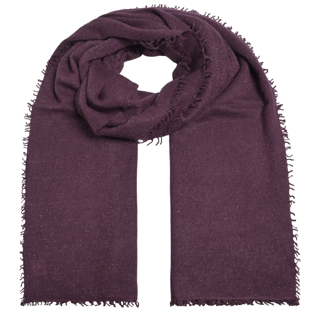 Light Cashmere Schal mit glitzerndem Lurex und dezenten Fransen in der Farbe Barolo aus 98% Kaschmir und 2% Lurex in der XL-Größe 205 x 80 cm von cute stuff