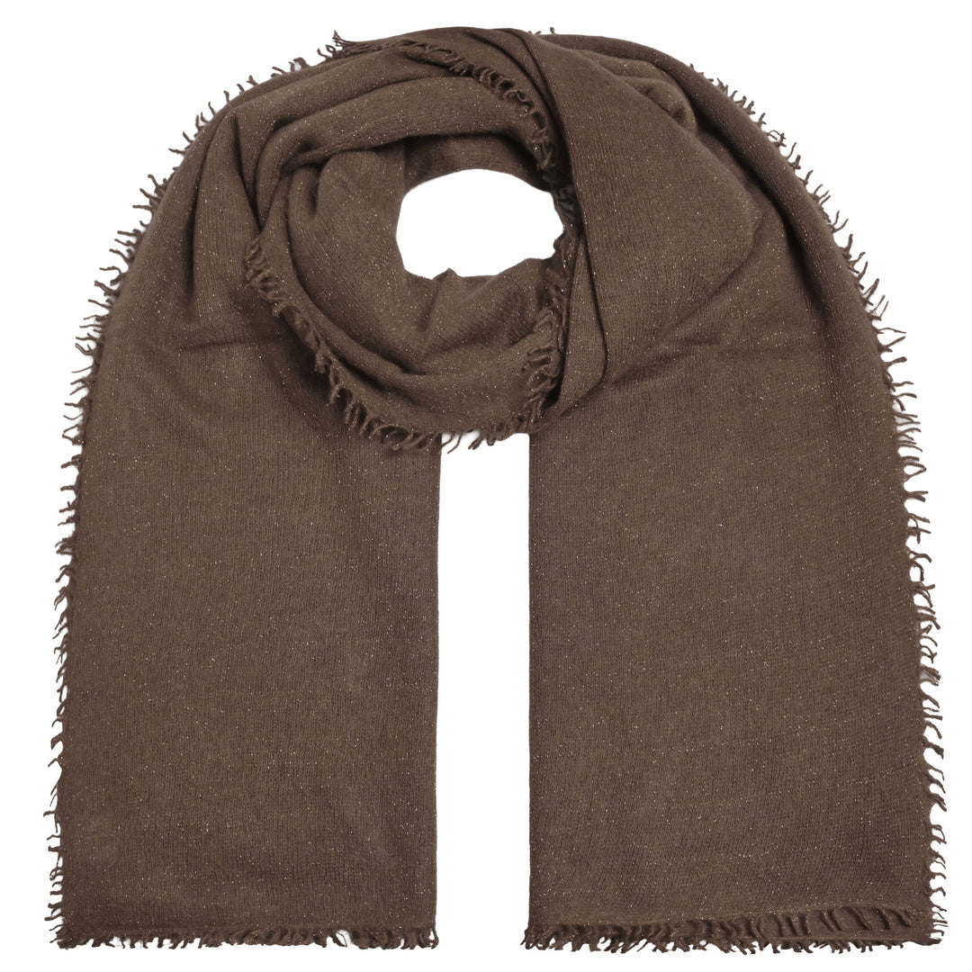 Light Cashmere Schal mit glitzerndem Lurex und dezenten Fransen in der Farbe Coffee Bean aus 98% Kaschmir und 2% Lurex in der XL-Größe 205 x 80 cm von cute stuff