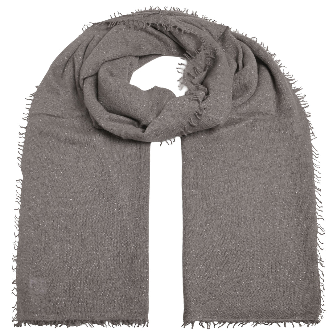 Light Cashmere Schal mit glitzerndem Lurex und dezenten Fransen in der Farbe Dunkelgrau aus 98% Kaschmir und 2% Lurex in der XL-Größe 205 x 80 cm von cute stuff