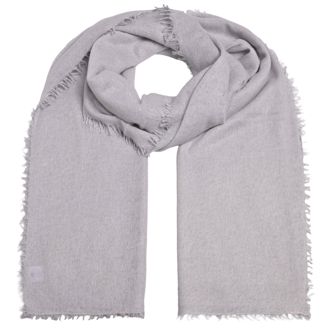 Light Cashmere Schal mit glitzerndem Lurex und dezenten Fransen in der Farbe Grau aus 98% Kaschmir und 2% Lurex in der XL-Größe 205 x 80 cm von cute stuff