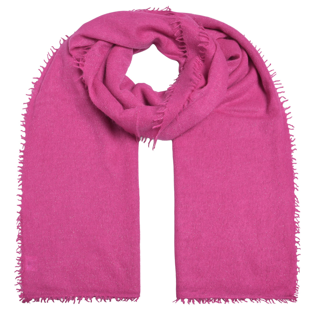 Light Cashmere Schal mit glitzerndem Lurex und dezenten Fransen in der pinken Farbe Wild Berry aus 98% Kaschmir und 2% Lurex in der XL-Größe 205 x 80 cm von cute stuff
