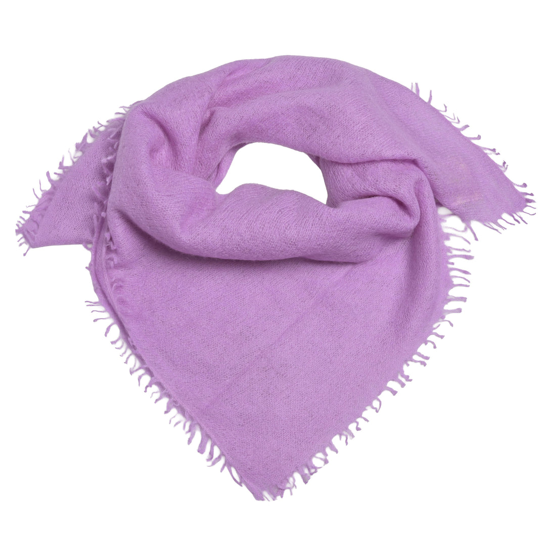 Quadratisches Kaschmir-Bandana 65 x 65 cm aus 100 % Kaschmir in der Farbe Flieder. 