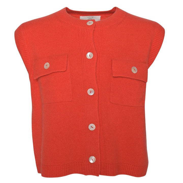 Cashmere Weste Eleonore-cs in Mandarin Red