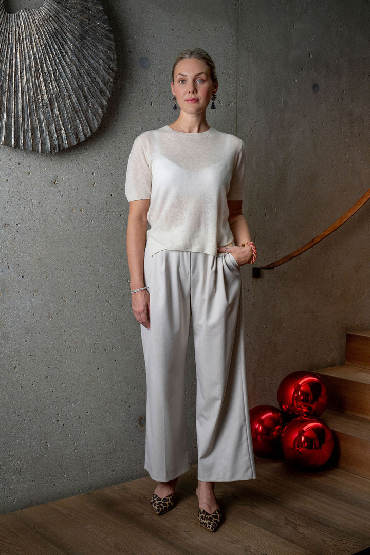 Cashmere Pullover Adele-cs Sparkle mit Pailletten in Creme