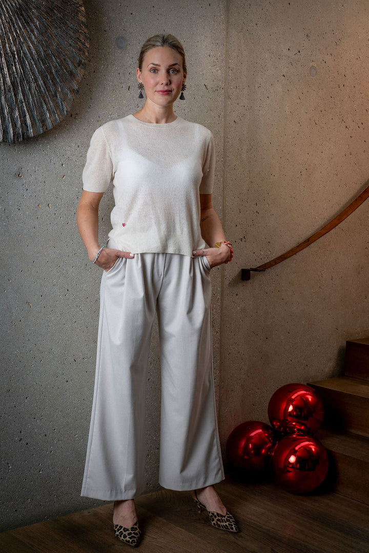 Cashmere Pullover Adele-cs Sparkle mit Pailletten in Creme