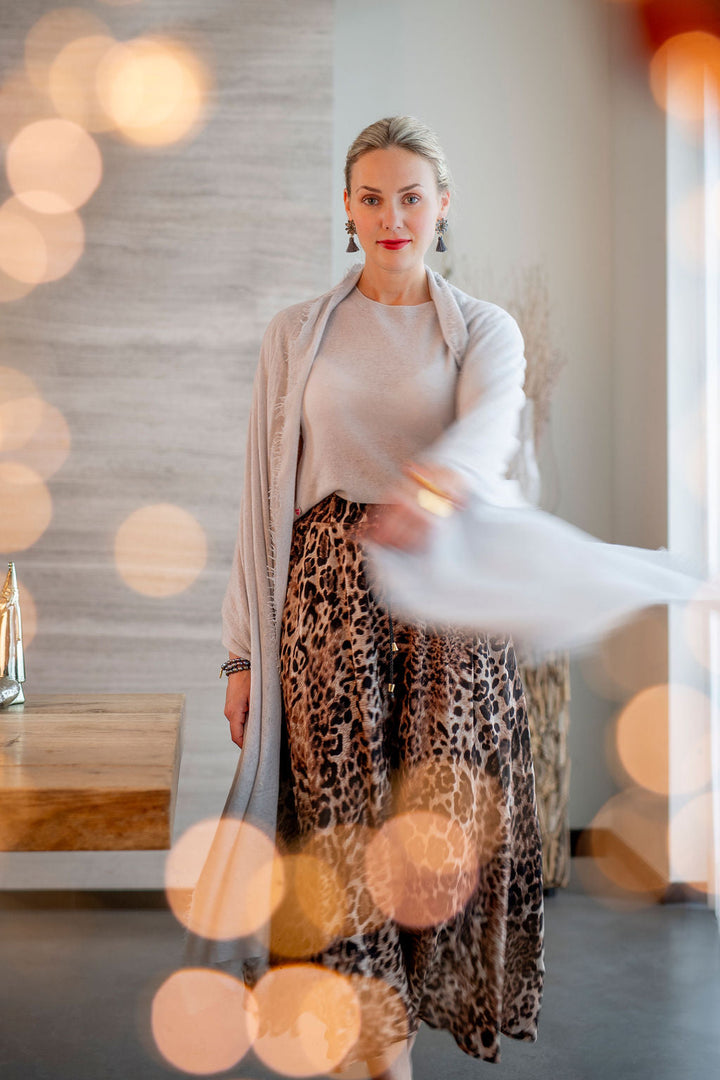 Kaschmir Pullover Adele-cs Sparkle mit Pailletten in Hellgrau