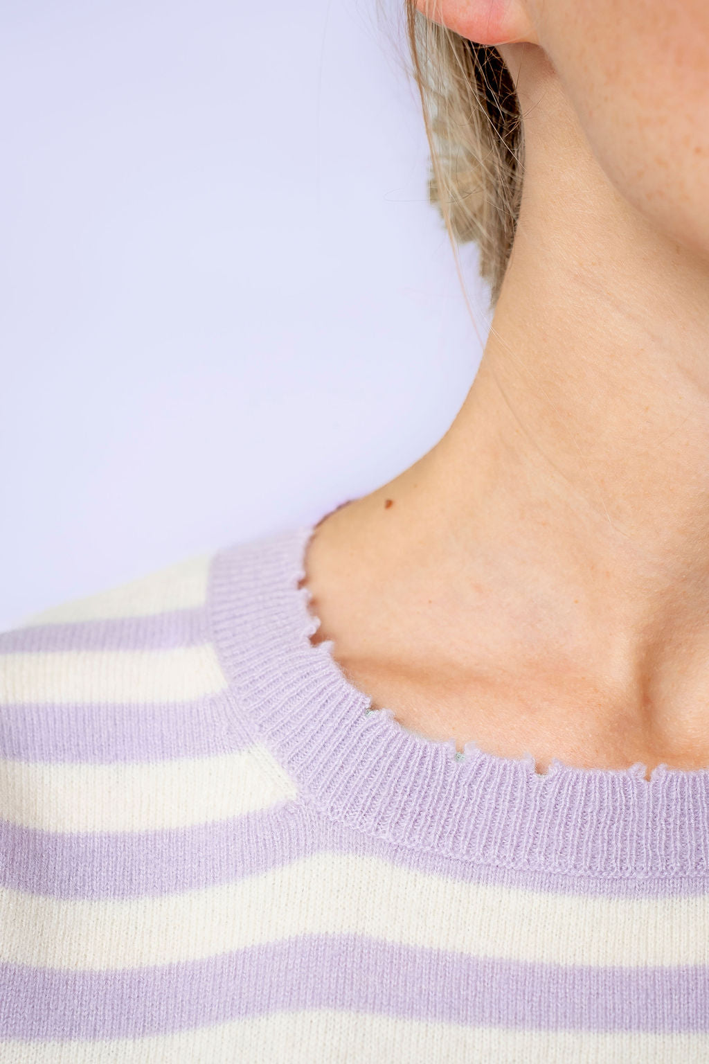 Cashmere Pullover Blair-cs Stripe in Lavender Mist