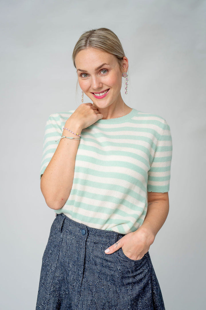 Cashmere Pullover Blair-cs Stripe in Mint Sorbet