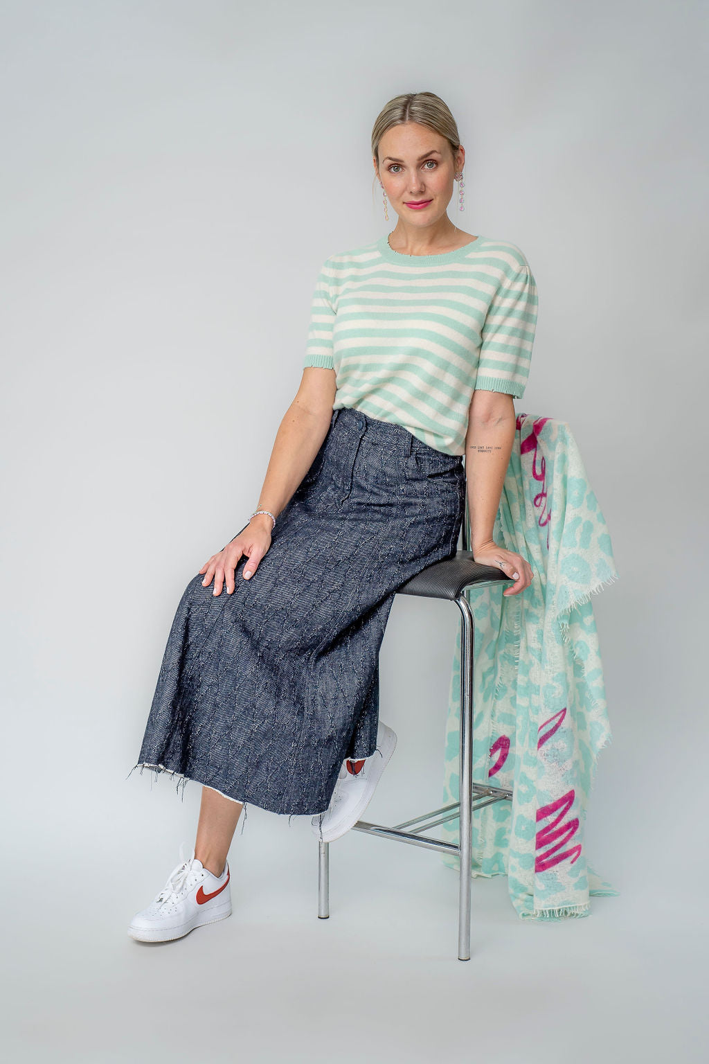 Cashmere Pullover Blair-cs Stripe in Mint Sorbet