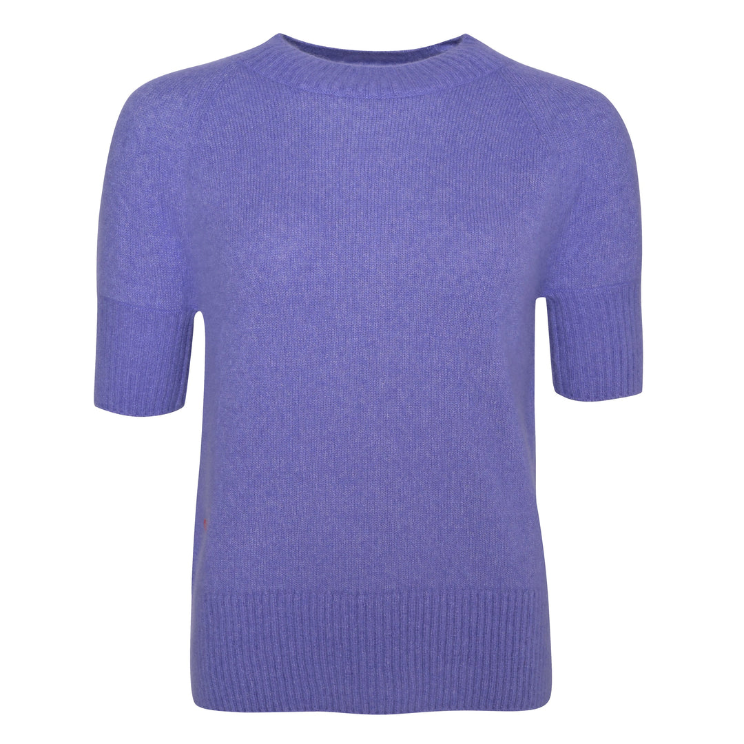 Damen Kaschmirpullover kurzarm in Bellflower, Rundhals, normale Passform, Produktbild