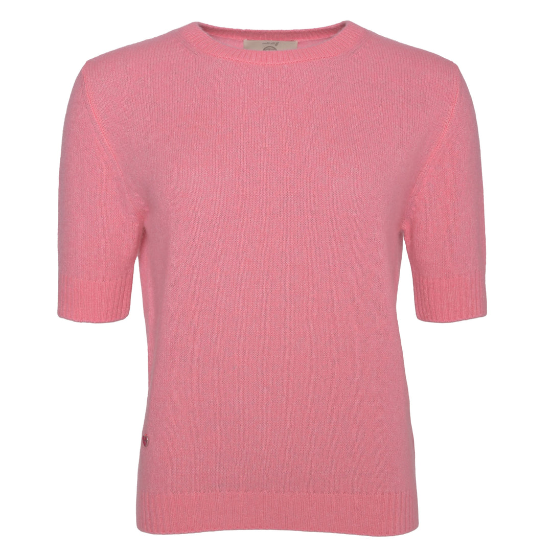 Edler Kaschmirpullover für Damen mit kurzen Armen aus der Sommerkollektion, Farbe: Lollipop