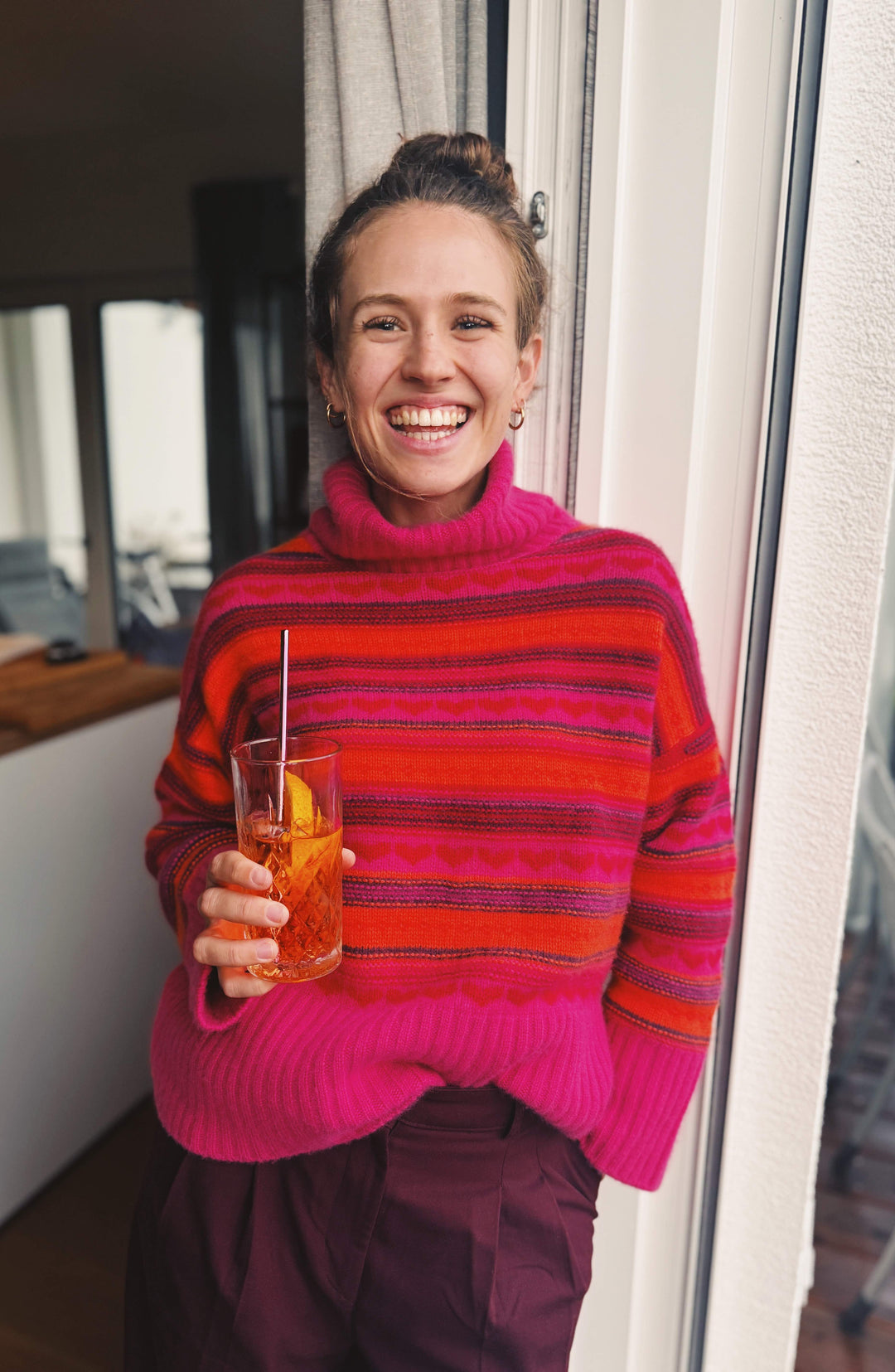 Cashmere Pullover Fair Isle-cs in Pink