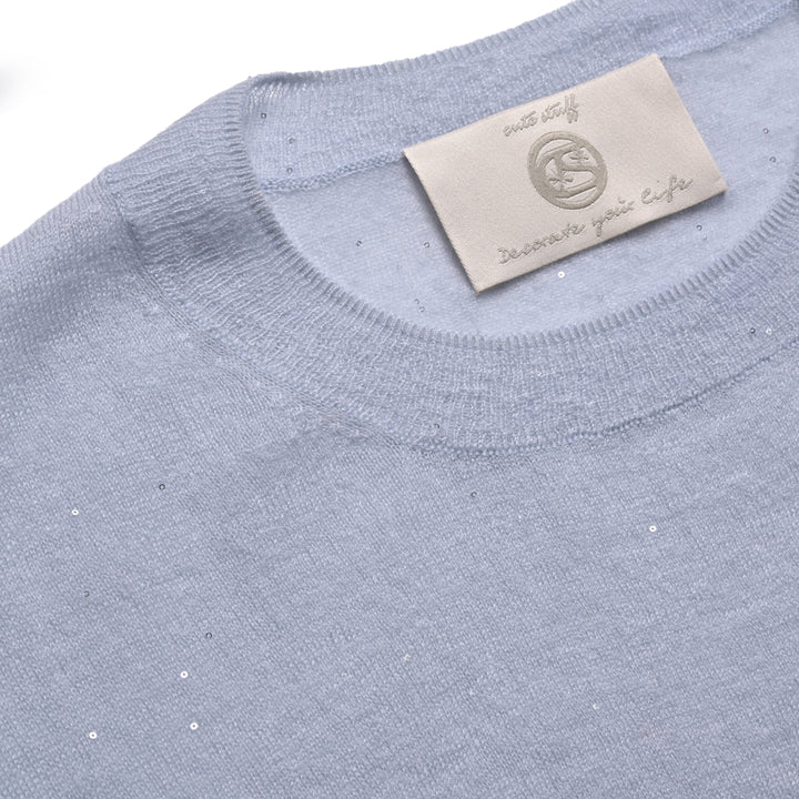 Cashmere Pullover Adele-cs Sparkle mit Pailletten in Hellblau