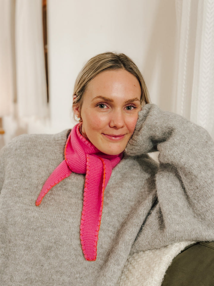 Cashmere Schal Ella-cs mit Stitching-Kante in Pink