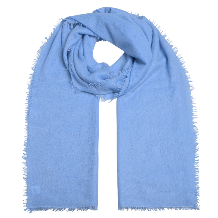 Anschmiegsamer Kaschmirschal für Damen in Arctic, einem Blauton mit dezenen Fransen, 210 x 85 cm großes Tuch, Produktbild