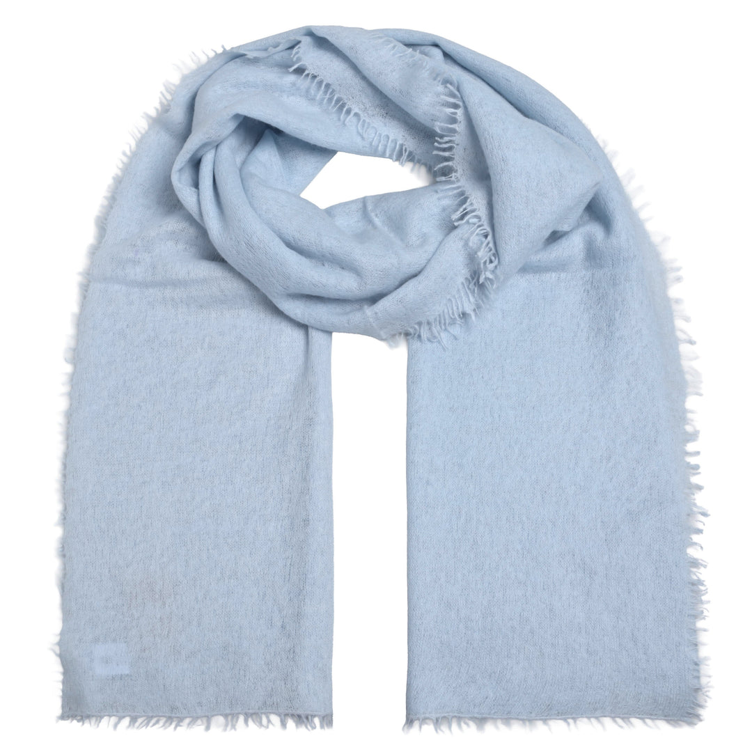 Edler Kaschmirschal in der Farbe Frsoty, ein zartes Hellblau, gefilzt und gewalked Light Cashmere, Produktbild