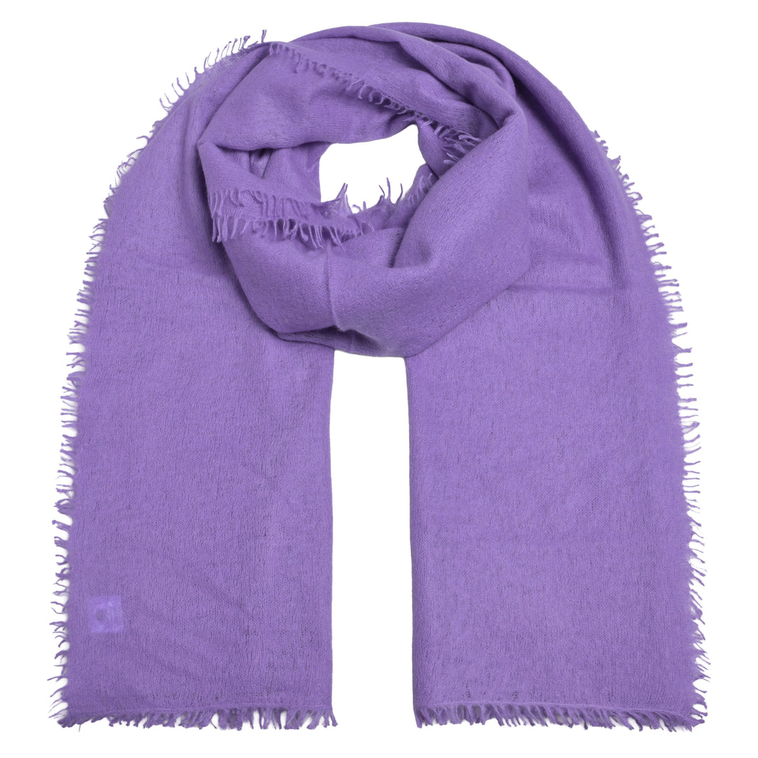 Kaschmirschal für Damen in der Farbe Violet mit kleinen Fransen, 210 cm x 85 cm groß, Produktbild