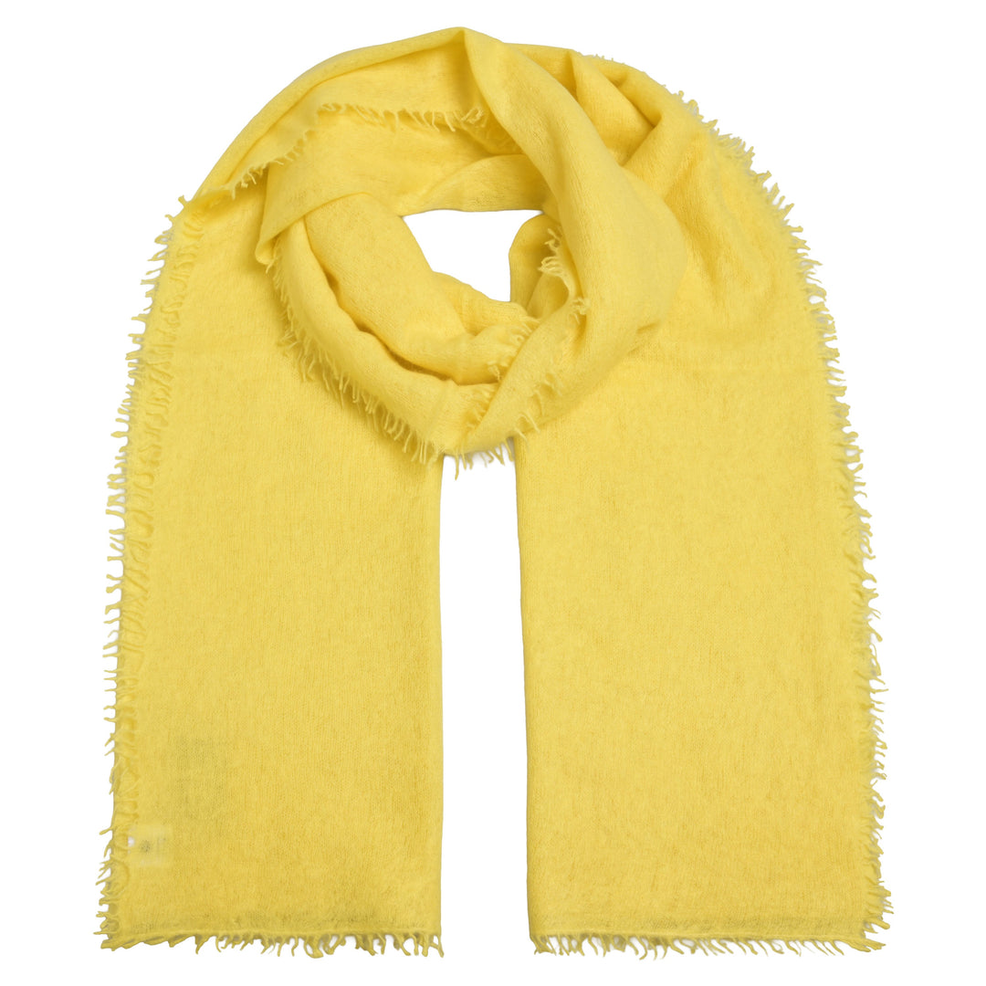 Schal in leuchtendem Gelb für Damen aus 100% reinem Kaschmir, gefilzt und gestrickt, Light Cashmere, Produktbild