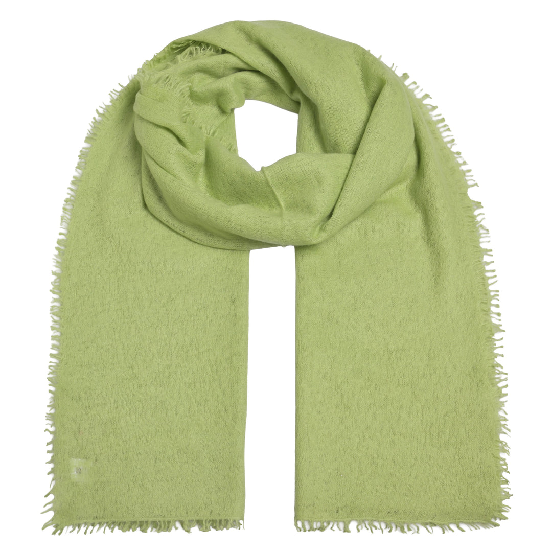 Kaschmirschal in Lime mit dezenten Fransen, Produktbild auf weißem Hintergrund