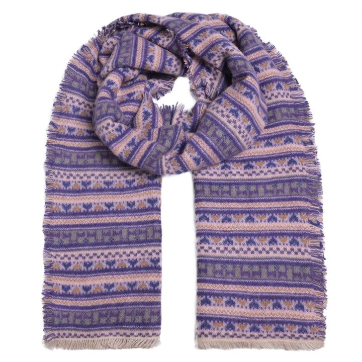 Cashmere Schal Fair Isle-cs in Deep Lavender