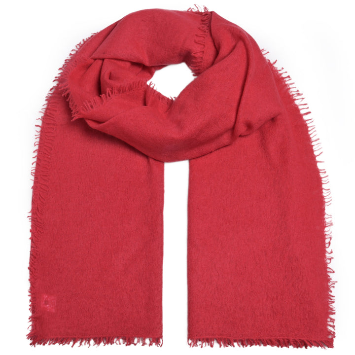 Kaschmirschal für Damen aus 100% Kaschmir mit kleinen Fransen, Handmade in Nepal, Farbe Arabiata, Produktbild