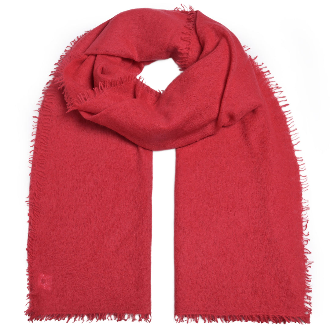 Kaschmirschal für Damen aus 100% Kaschmir mit kleinen Fransen, Handmade in Nepal, Farbe Arabiata, Produktbild