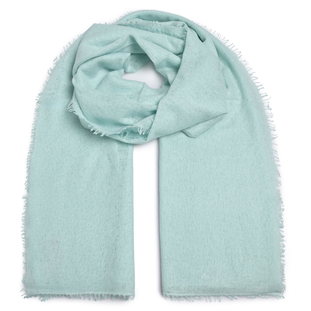 Leichter Kaschmrschal für Damen in Mint Sorbet mit kleinen FRansen, Produktbild