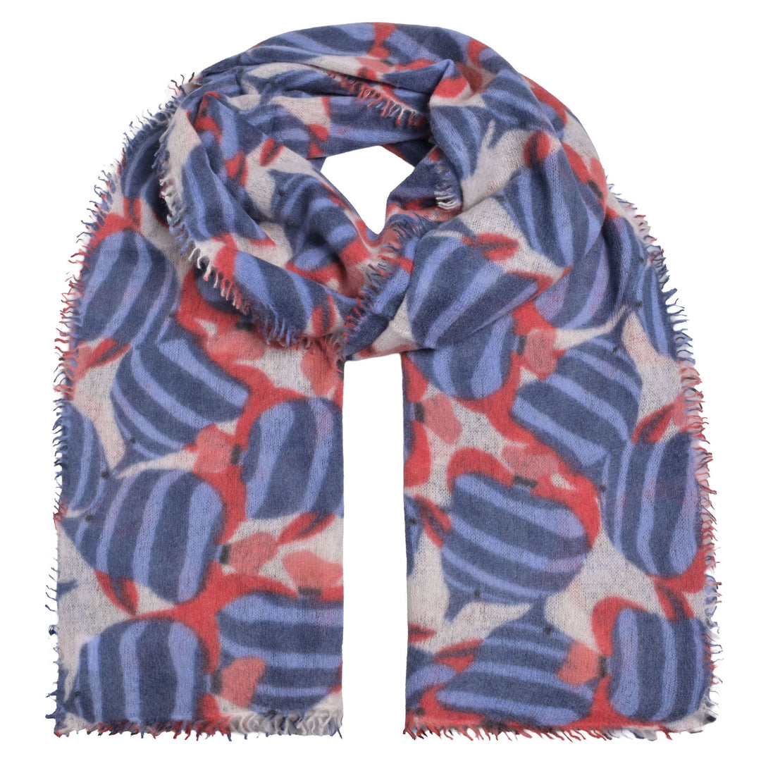 Großer Kaschmirschal mit buntem Fisch-Muster, 100% Cashmere Stola aus der Light Sommerkollektion, handgefertigt in Nepal