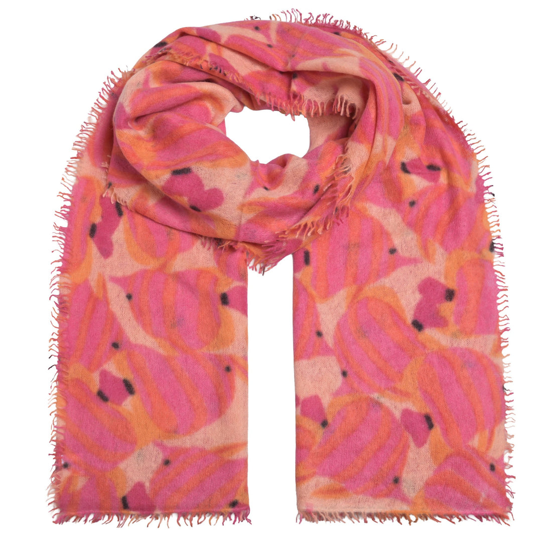 Rosafarbener Light Kaschmirschal mit Fisch-Motiv aus 100% reinem Kaschmir, XL-Größe 210 x 85 cm, Sommerschal