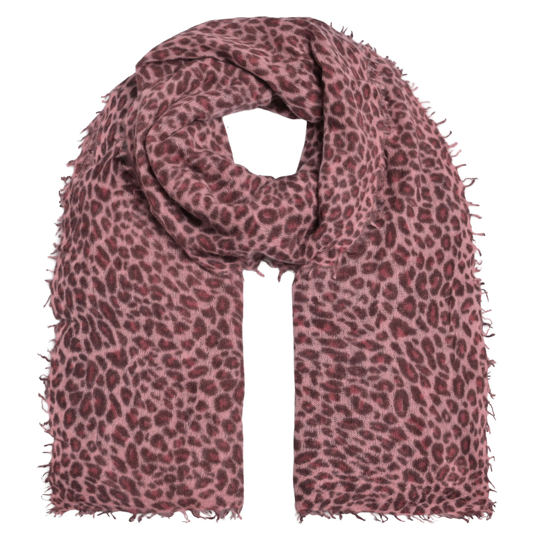 Langer Schal aus 100% reinem Kaschmir mit Leomuster für Damen in Merlot von cute stuff