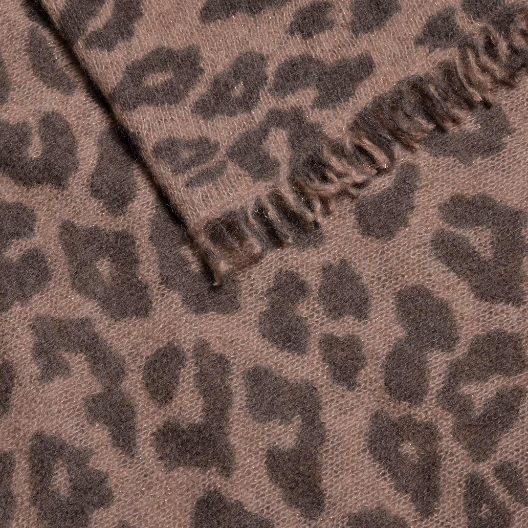 Cashmere Bandana Leo-cs mit Lurex in Hot Chocolate