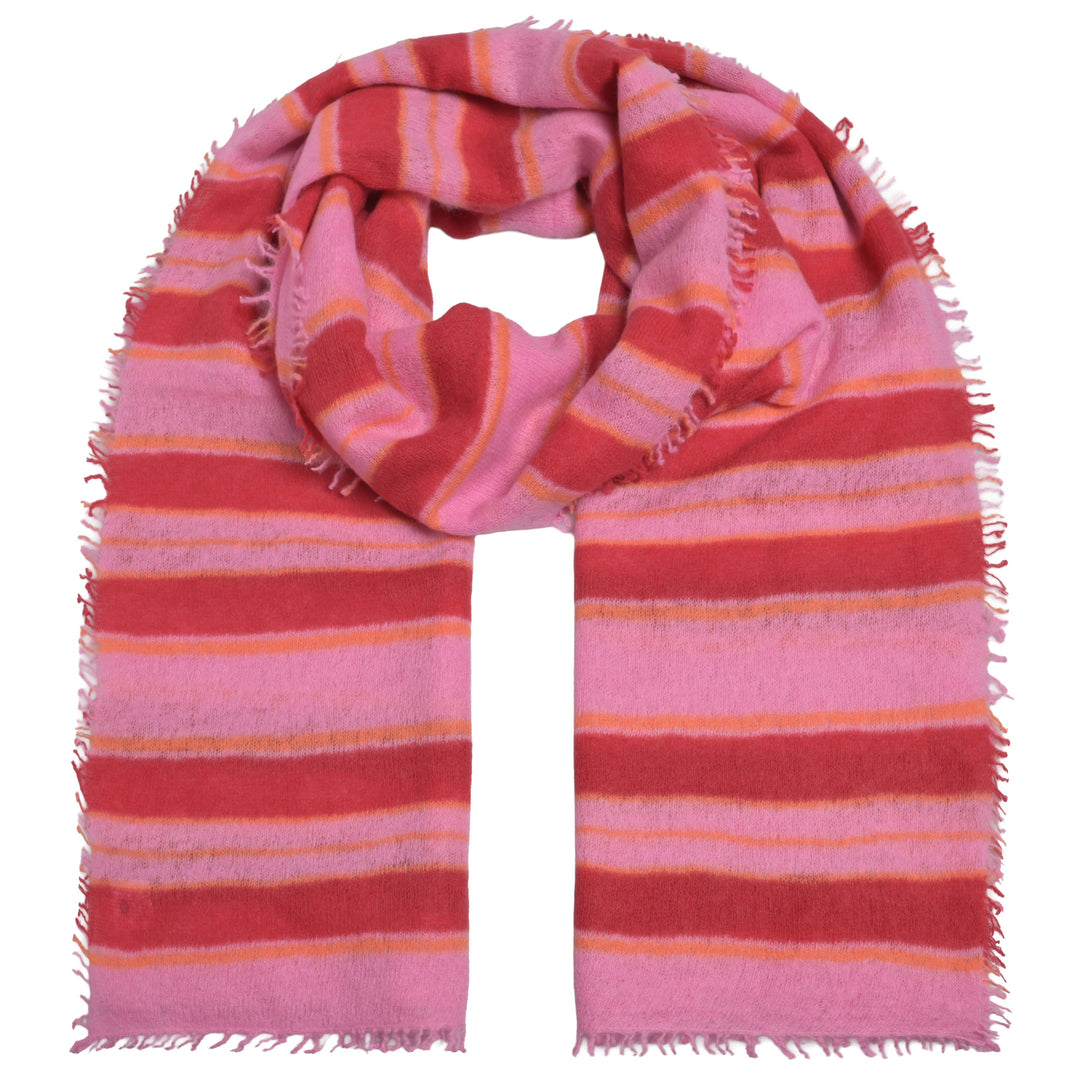 Leichter, weicher  und 210 cm langer Kaschmirschal für Damen mit Streifen-Design aus 100% reinem Kaschmir in der Farbe Pink