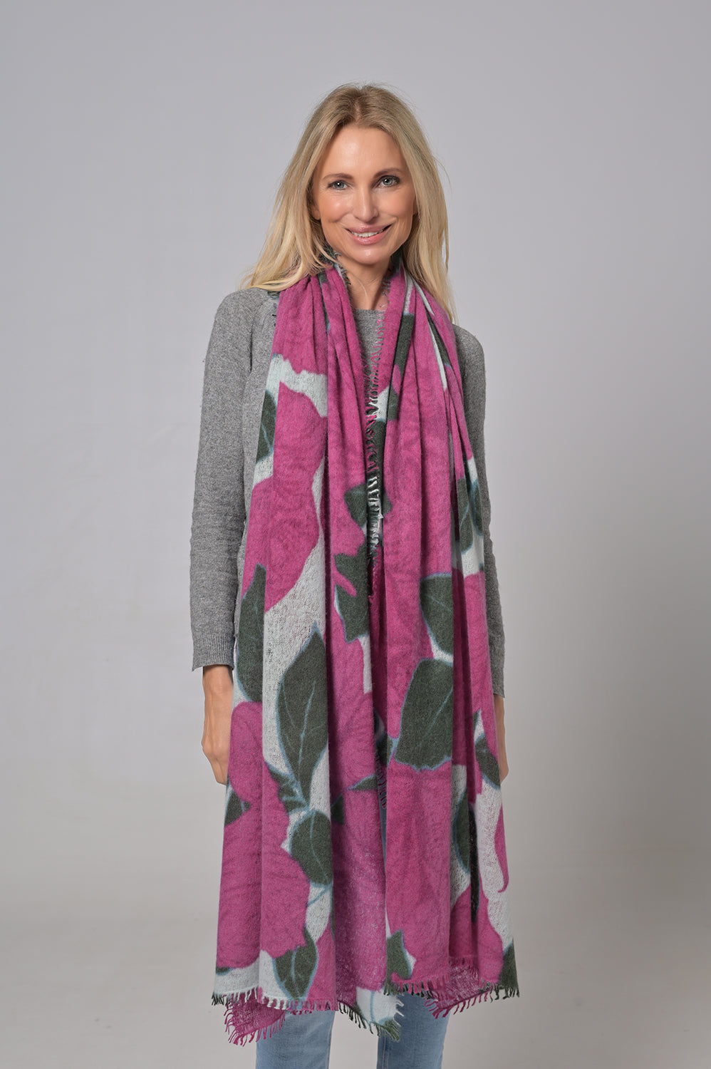 Cashmere Schal Roses-cs in Poppy Fuchsia