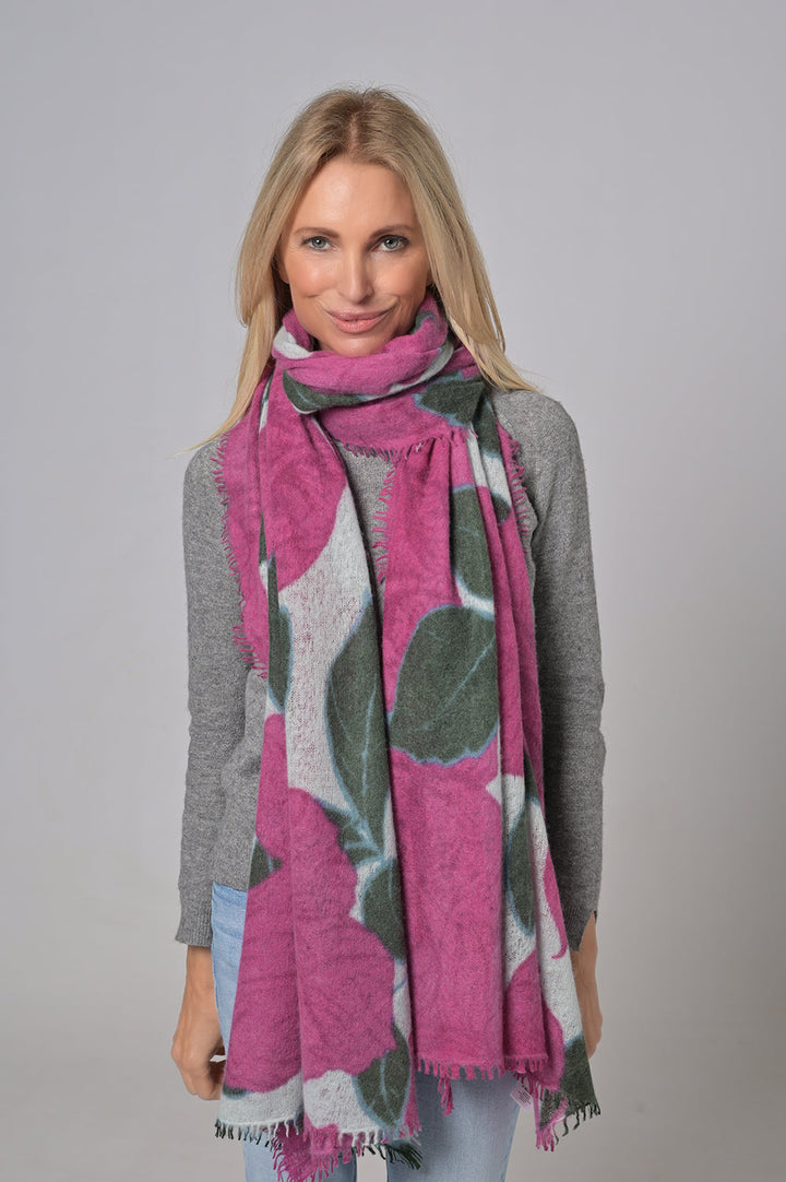 Cashmere Schal Roses-cs in Poppy Fuchsia