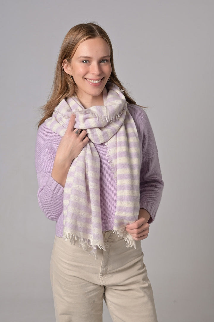 Cashmere Schal Stripe-cs in Lavender Mist
